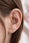 Zirkon Taşlı Üçtaşlı Rook Piercing Çelik Bar 1 mm