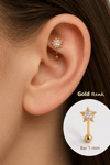 Zirkon Taşlı Yıldız Rook Piercing Çelik Bar 1 mm