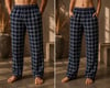 KOYU İNDİGO ÇİZGİLİ DESENLİ UNİSEX PAMUKLU CEPLİ PİJAMA ALTİ.