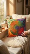 Mandala Desenli Dekoratif Kırlent Kılıfı 45x45 cm Gizli Fermuarlı Petek Kumaş Dijital Baskılı Bohem Yastık Kılıfı