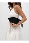 Siyah küçük hasır clutch kadın çantası
