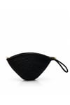 Siyah küçük hasır clutch kadın çantası
