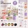 1000 ml Cam Matara Kupa Bardak - Bambu Kapaklı - Silikon Kılıflı - Çelik Pipetli