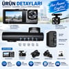 3 Kameralı Araç İçi Kamera WiFi 1080P Full HD Gece Görüşlü G-Sensör Dashcam