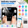 Akıllı Dijital Baskül Bluetooth Uygulama Kontrollü Vücut Kitle İndeksi Ölçer LCD Ekran Tartı 180 kg