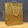 Gold Geometrik Desenli Orta Boy Karton Hediye Çantası