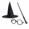 Harry Potter Tarzı Çocuk Seti (Siyah Keçe Şapka, Asa, Gözlük)