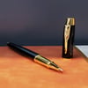 Kutulu Deri Defter ve Metal Roller Kalem Seti - Yaprak Desenli - Baskıya Uygun