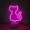Neon Kedi Masa Gece Lambası Pembe Işık
