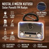 Solar Panelli LED Fenerli FM Radyo - Nostaljik Tasarım - Şarjlı - Bluetooth Özellikli