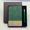 Yeşil Şeritli Defter Ve Yeşil Metal Kalem Set