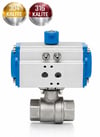 Paslanmaz Çelik Pnömatik Aktüatörlü Küresel Vana | Dişli 304 - 316 Kalite |  2 Parçalı PN63 