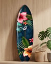 Tropikal Çiçekler Surfboard Dekoratif Pleksi Duvar Tablosu