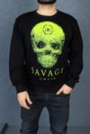 PREMİUM SERİ KURU KAFA DESENLİ YEŞİL SWEAT
