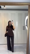 Arkası Fermuar Detaylı Bluz Kahverengi