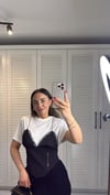 Askılı Garnili T-Shırt Siyah Beyaz