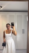Askılı Uzun Gabardin Elbise Beyaz