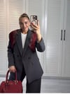 Astarı Çizgili Blazer Antrasit