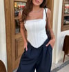 Atlas Kumaş Büstiyer Beyaz
