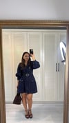 Beli Kemerli Gömlek Yaka Fermuarlı Jean Elbise