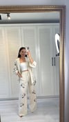Boncuk İşlemeli Pantolon Naturel