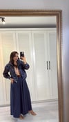 Çiçek Desen Pileli Ceket Lacivert 