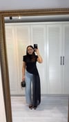 Dik Yaka Şifon Panelli Asimetrik Bluz Siyah 