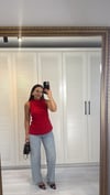 Drape Detaylı Tasarım Bluz Kırmızı 