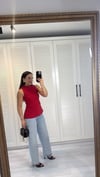 Drape Detaylı Tasarım Bluz Kırmızı 