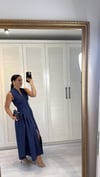 Fermuarlı Uzun Elbise Lacivert