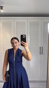 Fermuarlı Uzun Elbise Lacivert
