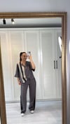 Garnili Bluz Pantolon Takım Kül