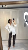 Leopar Temalı Stright Pantolon Kahverengi