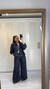 Pileli Dokuma Jean Lacivert