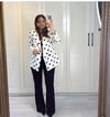 Puantiyeli Tasarım Kesim Blazer Siyah/Beyaz
