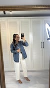 Yaka Metal Detaylı Jean Gömlek Ceket