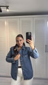 Yaka Metal Detaylı Jean Gömlek Ceket