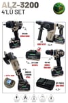 Allizer ALZ-3200 21V 5.0Ah Profesyonel Akülü 4'lü Set
