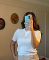 Polo Yaka Düğmeli Ajurlu Triko Bluz
