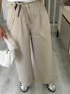 Wide leg pileli kemerli palazzo
