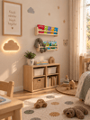 Montessori Tarzı 2 Katlı Doğal Ahşap Çocuk Raf