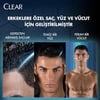 Clear Men 3 in 1 Şampuan & Duş Jeli Ferahlatıcı Mentol Saç Yüz Vücut İçin 350 ml