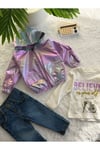 Believe Kız Bebek Üçlü Kapşonlu Takım-(Bir beden büyük alınız)