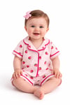 Kız Bebek Çilek Desenli Pijama Takımı -Pembe
