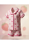 Kız Bebek Çilek Desenli Pijama Takımı -Pembe