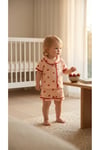 Kız Bebek Çilekli Pijama Takımı -Somon