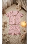 Kız Bebek Prenses Kalp Desenli Pijama Takımı -Pembe
