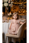 Kız Çocuk Çantalı Tüllü Elbise -pudra