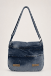 Buz Mavi Denim Kapaklı Ayarlanabilir Askılı Kadın Omuz Çantası