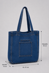 Cepli Büyük Boy Denim Tote Mavi Omuz Çantası